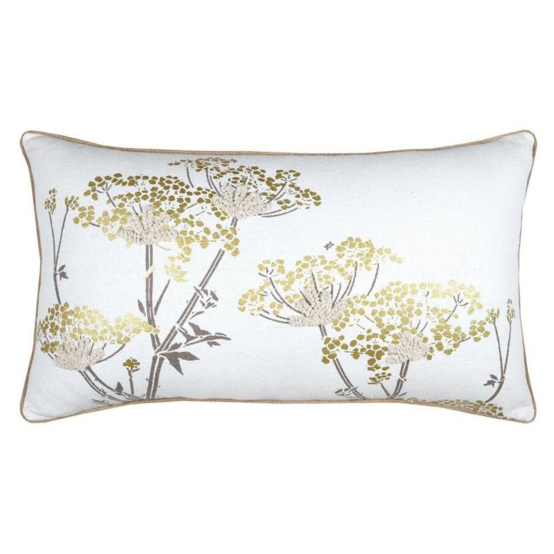 Poduszka Oriana STOF dekoracyjna 40x70 cm Biała Złote Kwiaty 1 szt.