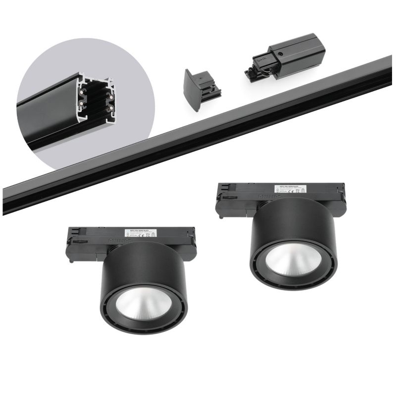 Oświetlenie szynowe 3-fazowe Kobi szyna 2m, 2x LED 10W czarny 1kpl.