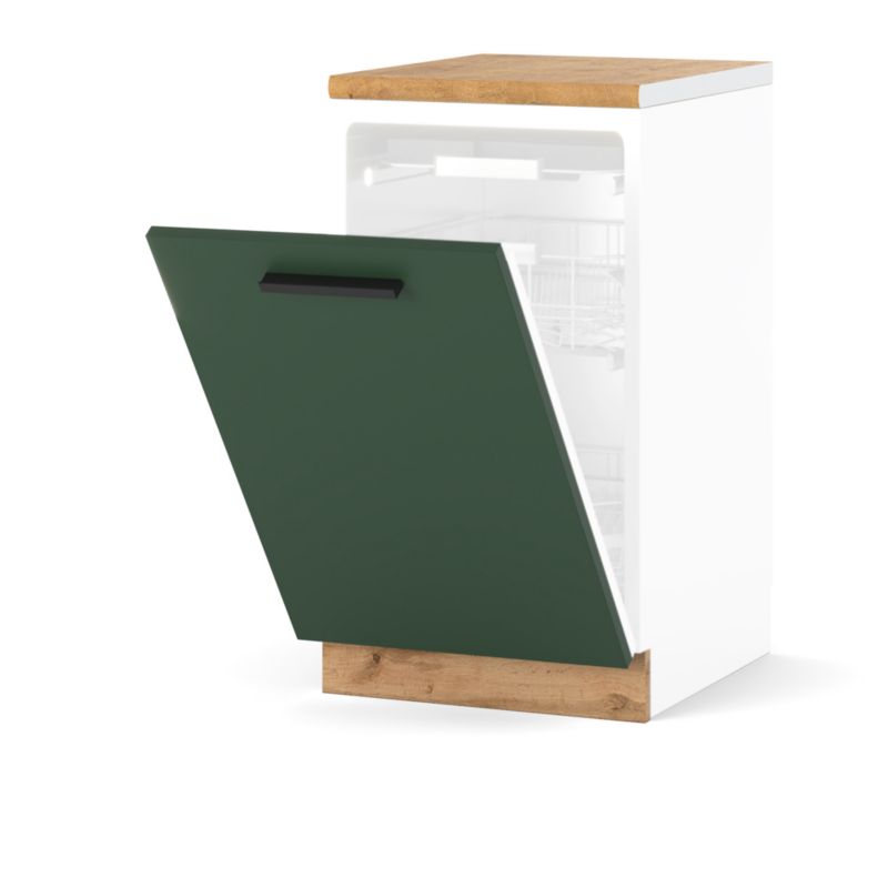 Szafka Kuchenna Hurtownia-Mebli Stojąca Do zmywarki Blanka dolna ZM45 45cm Dąb Wotan Butelkowa Zieleń 45x47x85 cm 1szt.