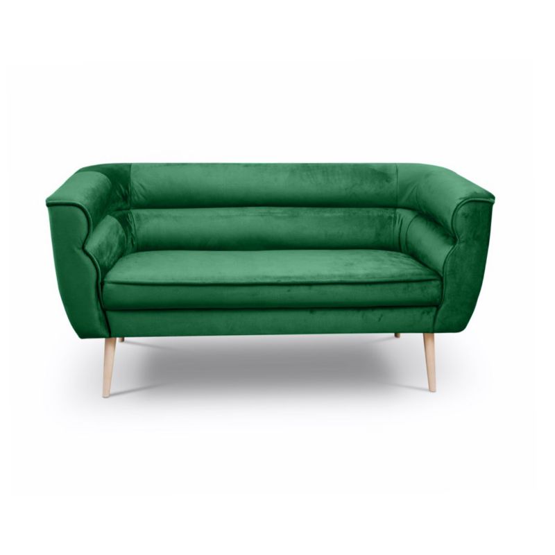Sofa dwuosobowa Bettso Maro na drewnianych nogach w stylu skandynawskim butelkowa zieleń 1szt.