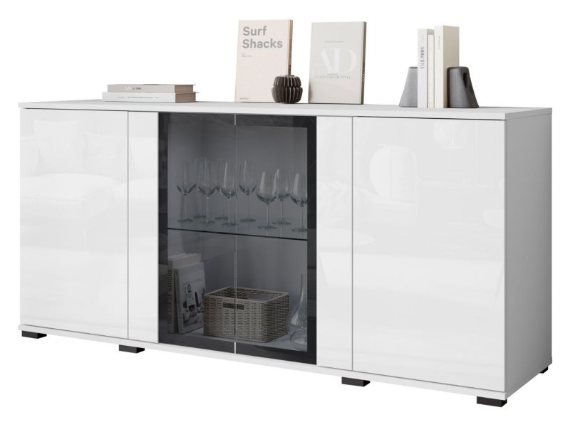 Komoda MIRJAN 24 Caro SB 154 4D biały / biały połysk 1 szt.