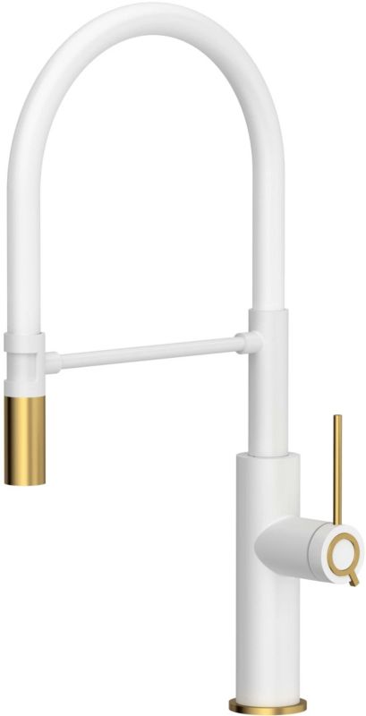 Bateria kuchenna stojąca Quadron Gemma, wyciągana wylewka, biała/złota, 360 obrót, 1 szt.