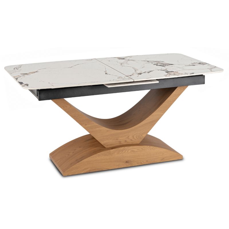 Stół Mebel Elite ALICANTE 160/200 Ceramiczny Rozkładany Spiek Kwarcowy Do Jadalni Biały 1 szt