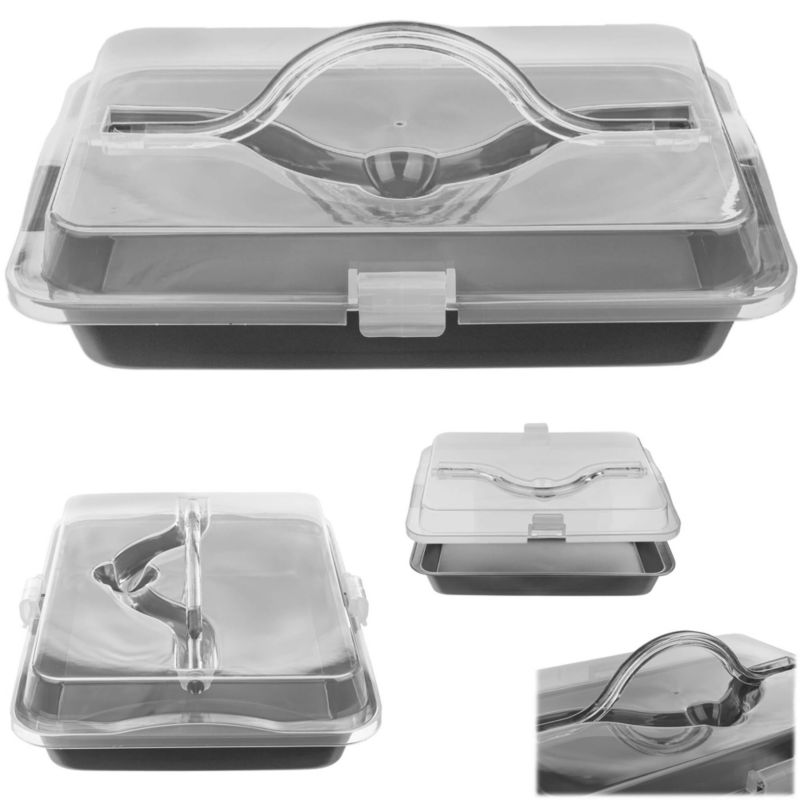 Blacha nieprzywieralna z pokrywą Palena 32.5 x 22.5 cm szara