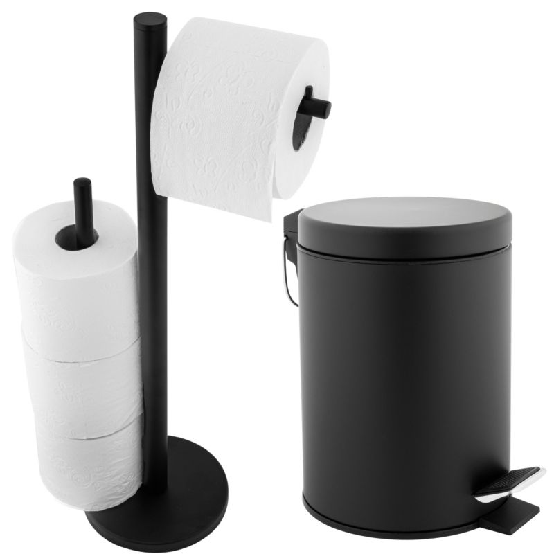 Zestaw łazienkowy LABI WESTA- Yoka Home : Kosz na śmieci Stojak z uchwytem na papier toaletowy - 1 szt.