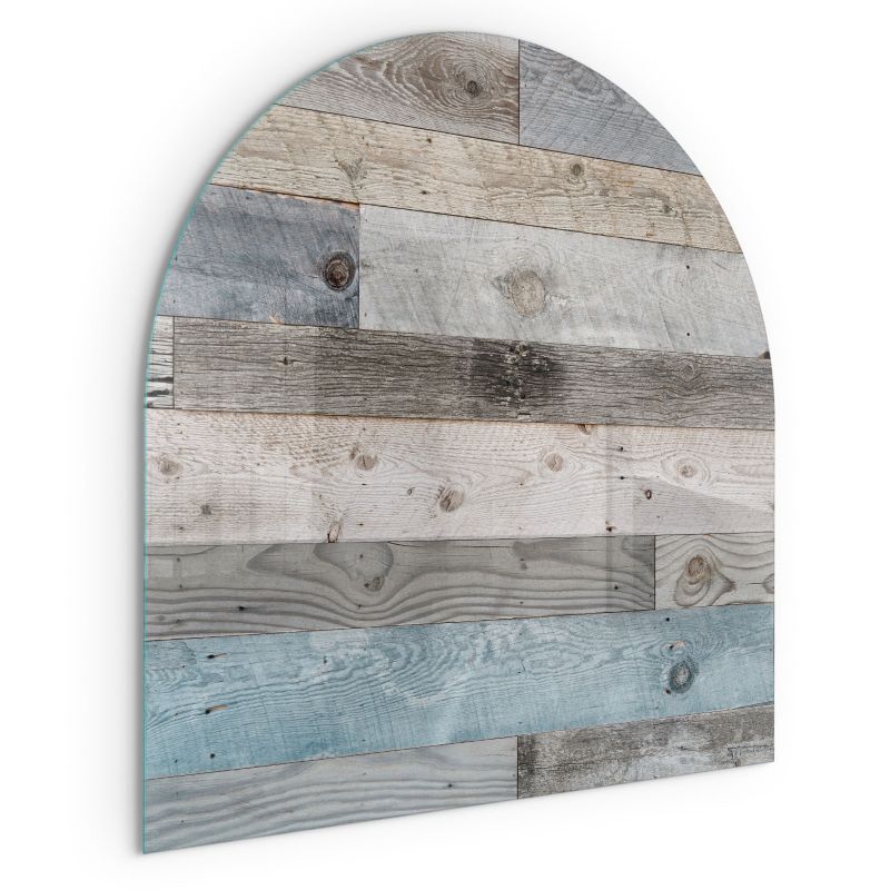 Szklana Podkładka Pod Kominek Półowalny Wallfluent 100x100 cm Drewniane deski w wielu tonacjach 1 szt.