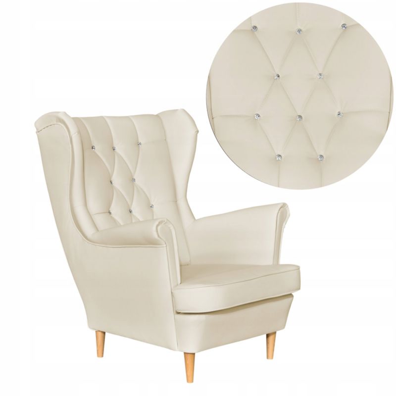 Fotel uszak do salonu eko skóra Family Meble Gaja beżowy 1szt