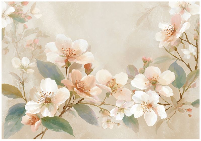 Fototapeta WALLARENA Do Sypialni Salonu Na Flizelinie Kwiaty Abstrakcja Beton Beżowy 300x210 cm 16116VX6 1 szt.