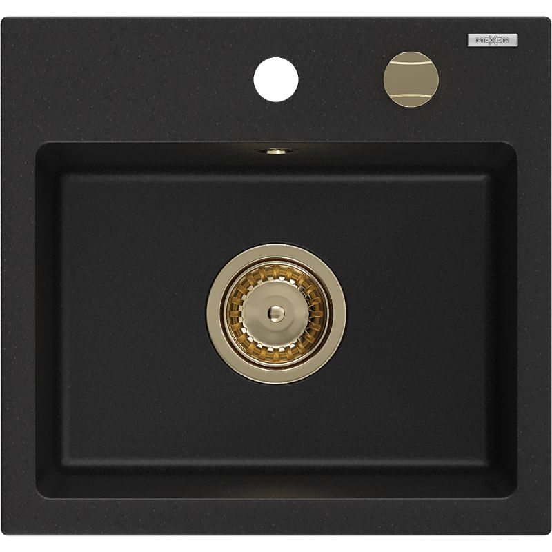 Zlewozmywak granitowy Mexen Milo 1-komorowy czarny nakrapiany 435x410 mm - 6505441000-76 1 szt.
