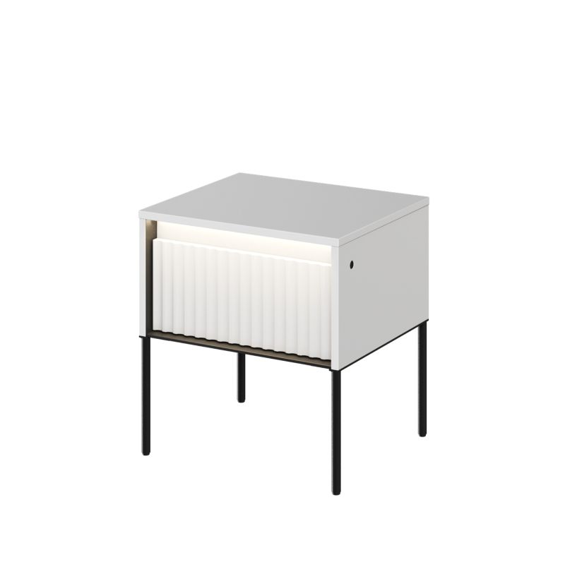 Szafka nocna z szufladą Bettso Trend z oświetleniem LED i frezowanym frontem biały 1szt.