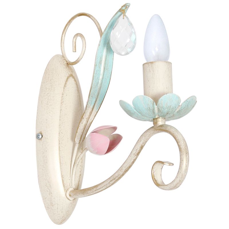 Kinkiet ścienny Luminex Luce kremowo-zielony-różowy szkło kryształowe 1 x E14 x 15W IP20 wym: 28 x 9 x 24 cm - 1 szt.