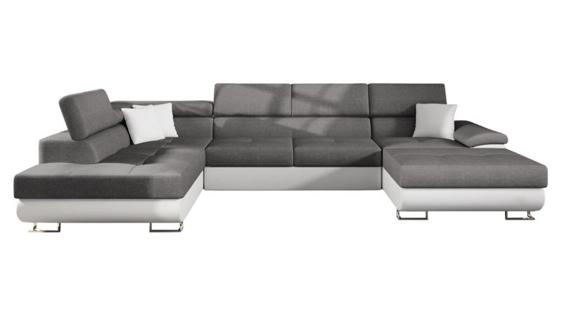 Narożnik z funkcją spania MIRJAN 24 Cotere Bis lewy biała ekoskóra/szary/biała ekoskóra 1 szt.