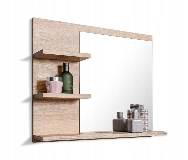 Lustro łazienkowe z półkami Better Home, 60 x 50 x 12 cm, Dąb sonoma, 1 szt.