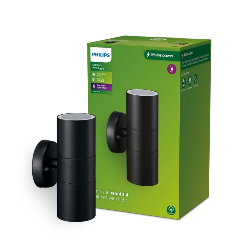 Kinkiet Ogrodowy Philips Lampa Elewacyjna Zewnętrzna GU10 Czarna 1 szt.