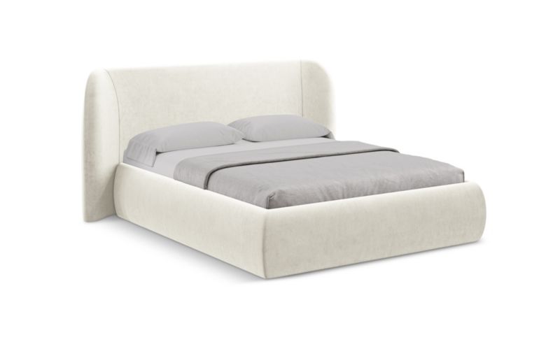Łóżko LaMiaSofa Hauke z weluru 140x200 jasny beż 1 szt.