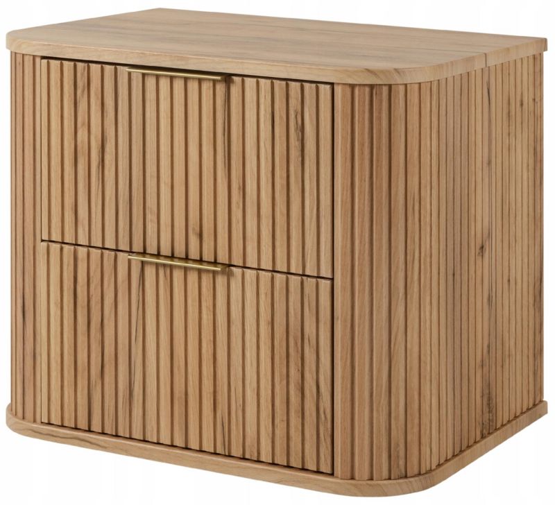 Szafka pod umywalkę Furnidea 60 cm wisząca ryflowana z szufladami dąb craft GLAMOUR 1 szt.
