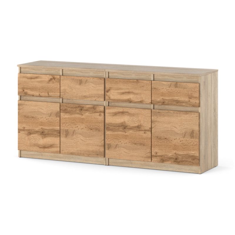 Komoda Hurtownia-Mebli Szuflady 4 Olia Mini 160cm Dąb Sonoma Dąb Wotan 160x35x75 cm 1szt.