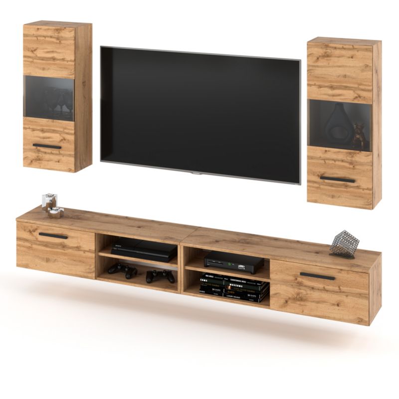 Meblościanka Hurtownia-Mebli 4 Drzwi Bandle 240cm Dąb Wotan Dąb Wotan 240x40x135 cm 1szt.