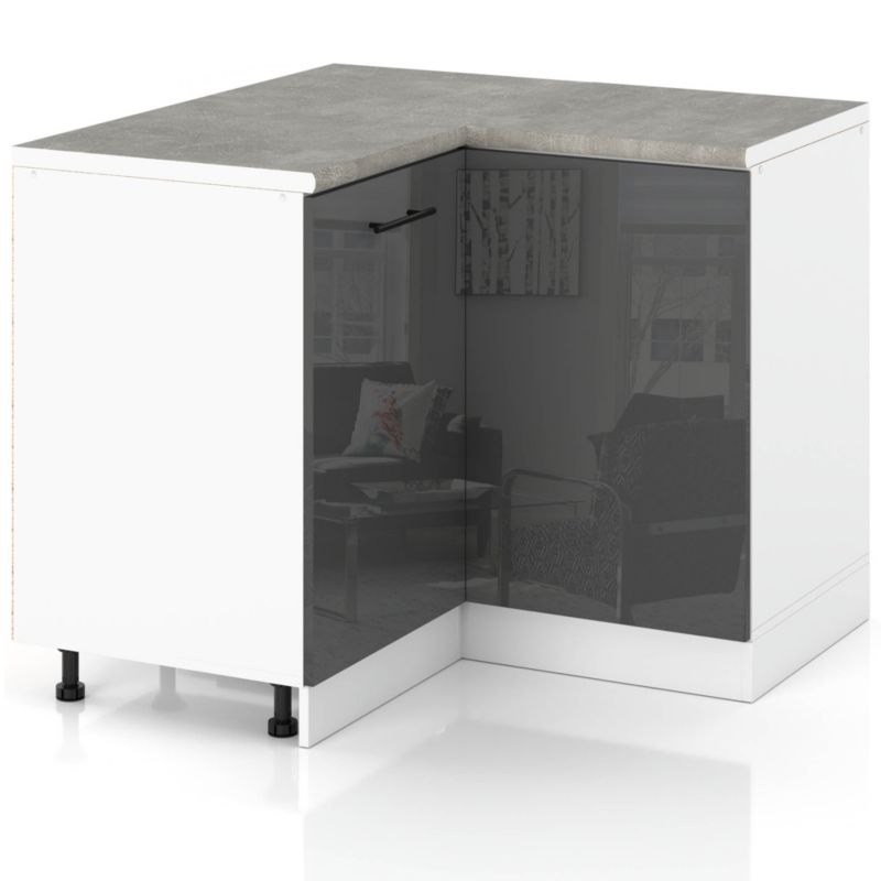 Szafka Kuchenna Hurtownia-Mebli Stojąca Narożna DN90X90 sPremium 90cm Biały Mat Szary Połysk 90x52x85 cm 1szt.