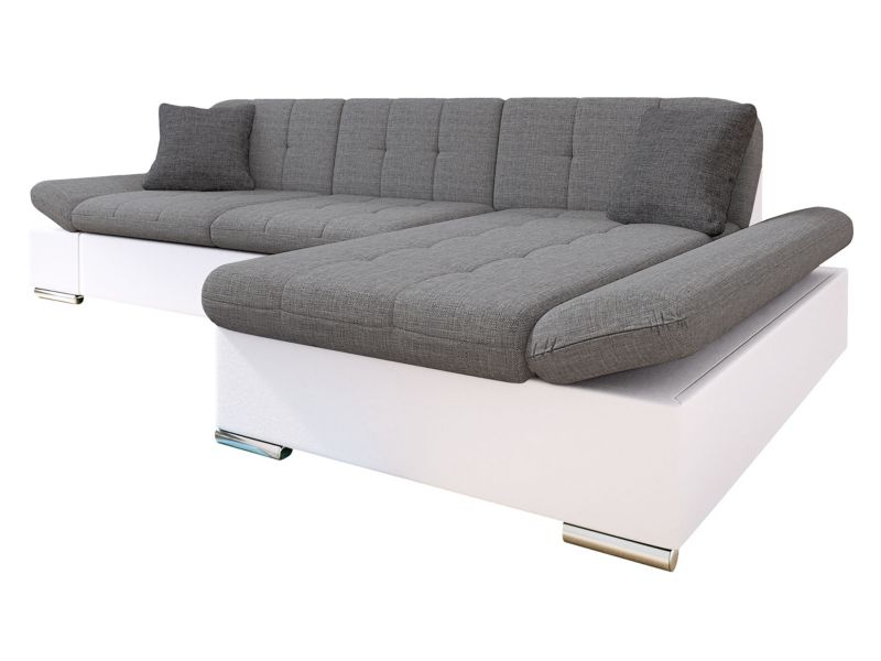 Narożnik z funkcją spania MIRJAN 24 Malwi prawy biała ekoskóra/szary/grafitowy 1 szt.