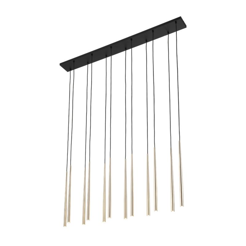 Lampa Wisząca Tk-Lighting Piano Black Gold 12 złote lśniące tuby rurki na listwie - 1szt.