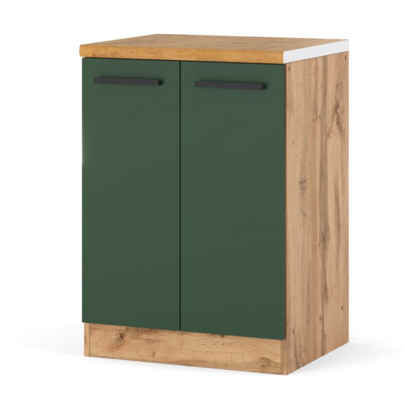 Szafka Kuchenna Hurtownia-Mebli Stojąca Blanka dolna D60 60cm Dąb Wotan Butelkowa Zieleń 60x47x85 cm 1szt.