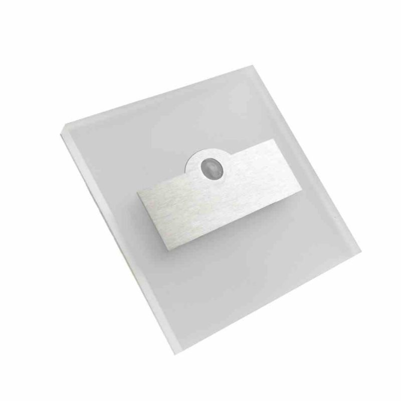 Oprawa oświetleniowa schodowa Eko-Light biało-srebrna LED czujnik ruchu kwadratowa - 1 szt.