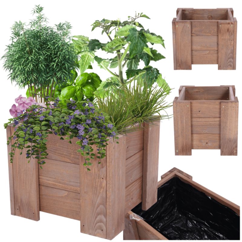 Donica drewniana balkonowa MODO24 impregnowana warzywna folia 30 cm 1 szt.