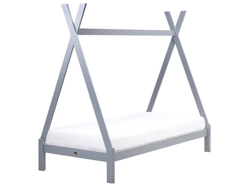 Łóżko dziecięce tipi drewniane 90 x 200 cm szare Devay 1 szt.