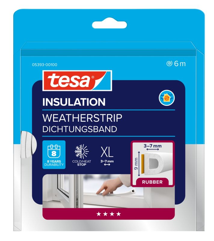 Uszczelka gumowa Tesa profil D 7/9mm 6m biała