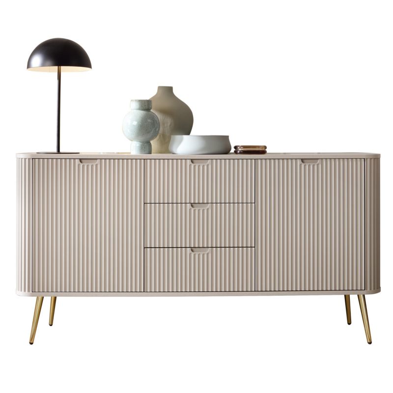 Komoda dwudrzwiowa z szufladami Zova Bettso 168 cm na złotych nogach kaszmirowy beż 1szt.