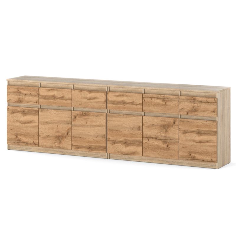 Komoda Hurtownia-Mebli Szuflady 6 Olia Best 240cm Dąb Sonoma Dąb Wotan 240x35x75 cm 1szt.