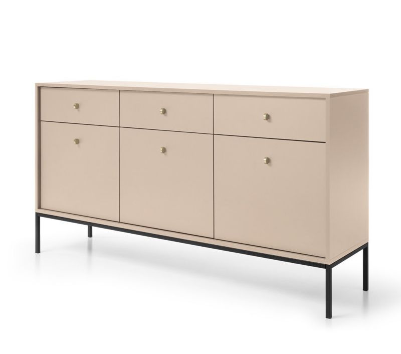 Komoda trzydrzwiowa z szufladami Bettso Molly 154 cm na czarnym stelażu beżowy 1szt.