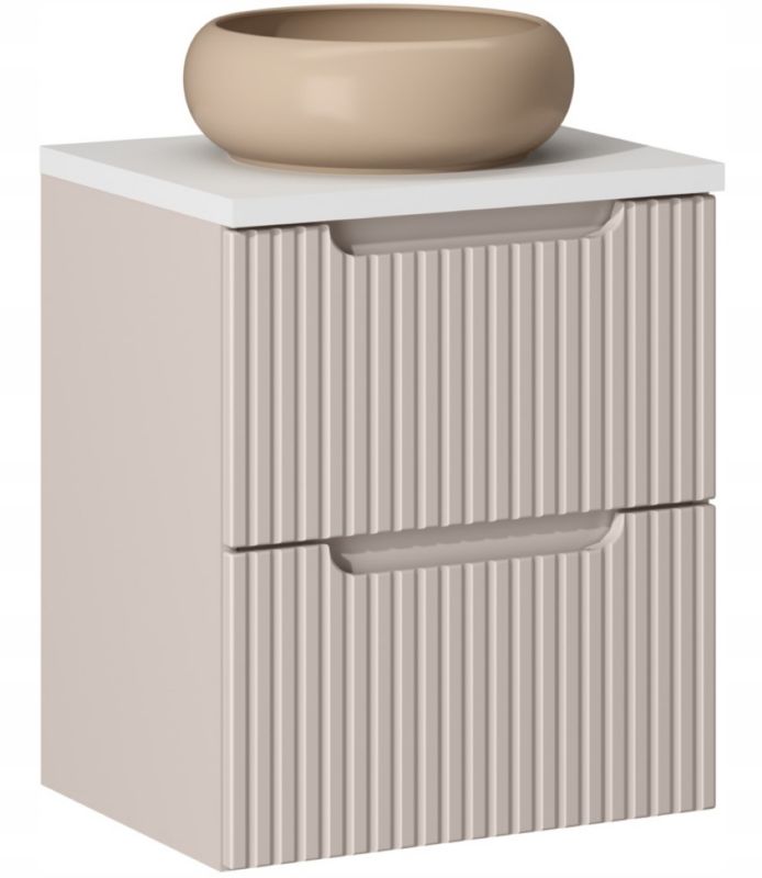 Szafka pod Umywalkę łazienkowa 50 cm Wisząca z Blatem Biały Nova Kaszmir Kaszmirowa z Umywalką Furnidea 1 szt.