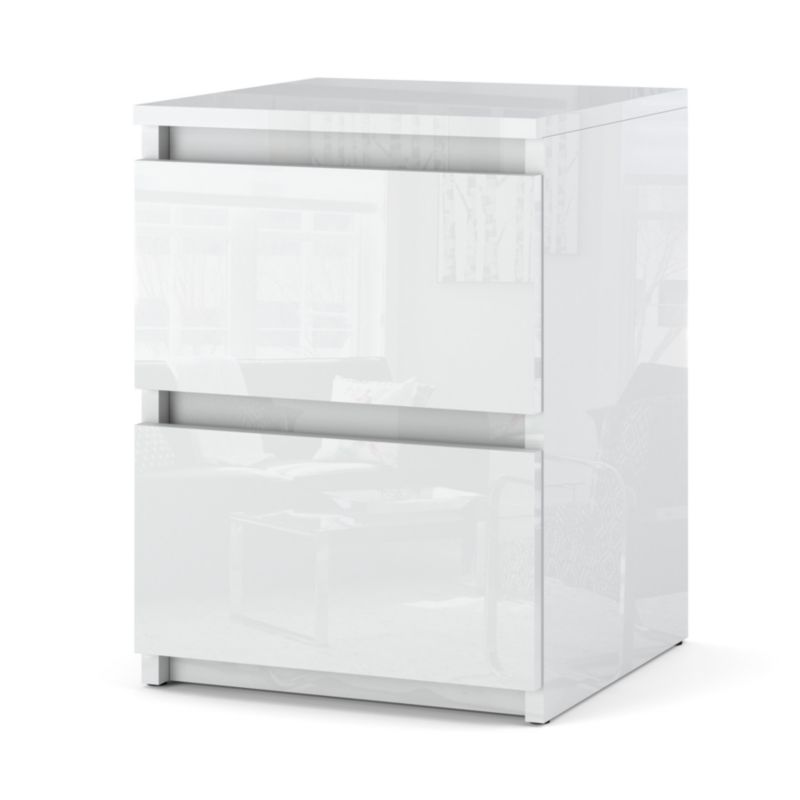 Szafka Nocna Hurtownia-Mebli Szuflady 2 Hugo 30cm Biały Połysk Biały Połysk 30x30x40 cm 1szt.