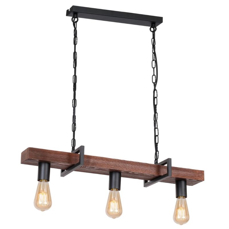 Lampa wisząca Luminex Hard czarny matowa-ciemne drewno wym: 90 x 74 x 23 cm 3xE27 x 15W 1 szt.