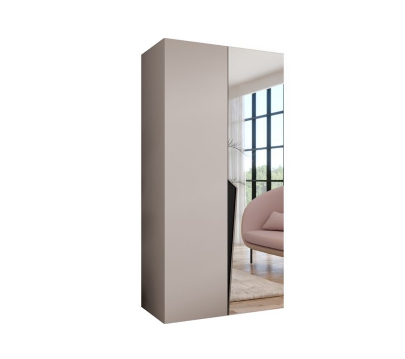 Szafa uchylna z lustrem otwierana Abiks PIANO 2 100 wys 202 cm Kaszmir + Czarny 1 szt