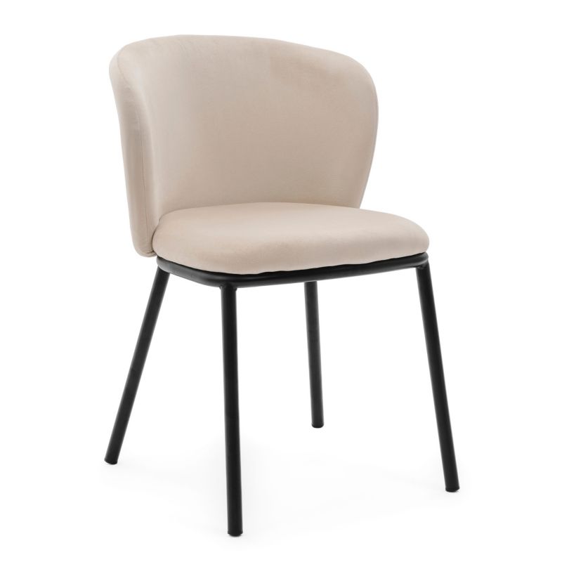 Krzesło tapicerowane New Home BARI beżowe welurowe 1 szt.