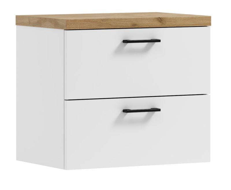 Szafka łazienkowa LUNA 60 wisząca biały/dąb craft złoty 1 szt.