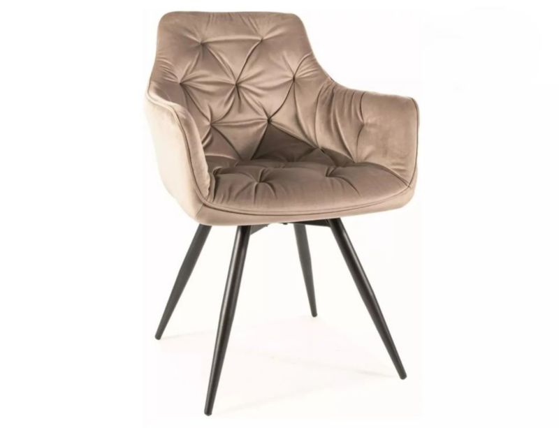 Krzesło Signal tapicerowane MANGO VELVET ciemnobeżowe obracane 1 szt