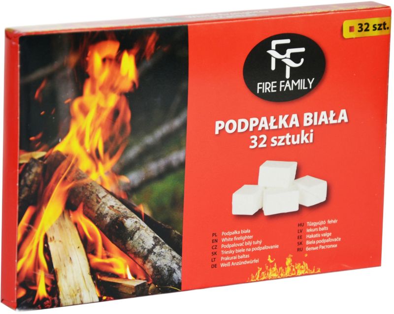 Podpałka kominkowa Fire Family biała 32 kostki
