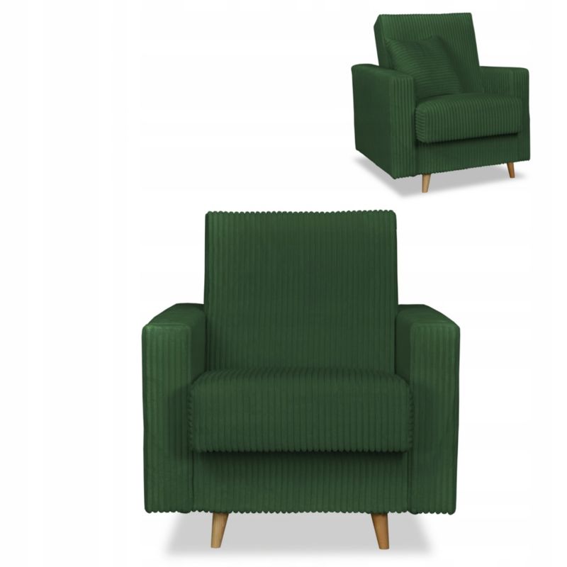 Fotel rozkładany do salonu z pojemnikiem Family Meble Rene zielony 1szt