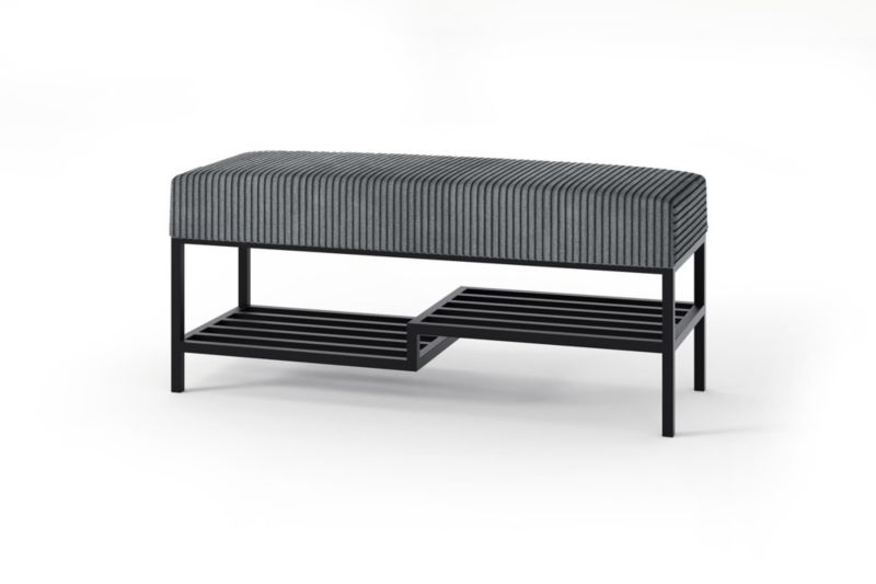 Ławka tapicerowana z półką Bettso Mello 100 cm w tkaninie poso na czarnym stelażu ciemnoszary 1szt.