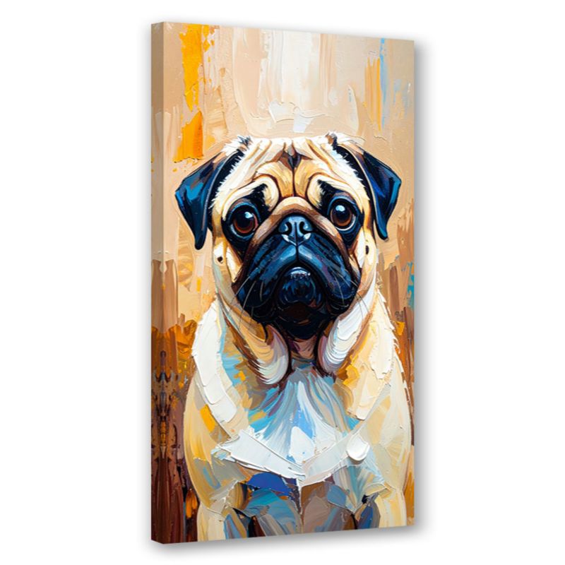 Obraz nowoczesny do salonu biura Feeby Mops Pies Zwierzę Beżowy 40x80cm 1szt