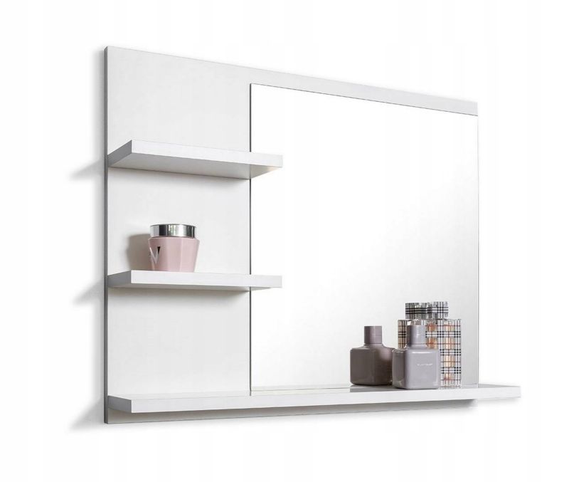 Lustro łazienkowe z półkami Better Home, 60 x 50 x 12 cm, Białe, 1 szt.