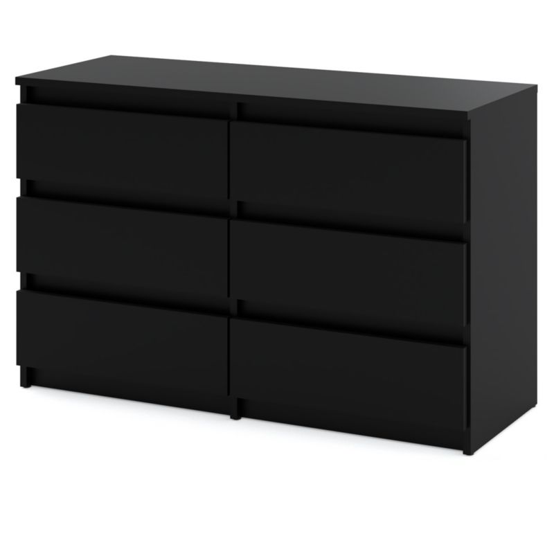 Komoda Hurtownia-Mebli Szuflady 6 Hugo Średnia 100cm Czarny Mat Czarny Mat 100x33.5x71.5 cm 1szt.