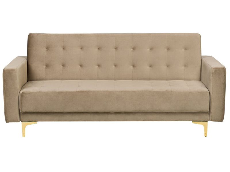 Sofa trzyosobowa Aberdeen Piaskowy Welur 1 szt.