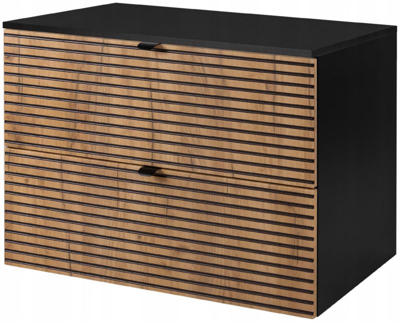 Szafka pod umywalkę Furnidea 80 cm z blatem czarna z frezowanym frontem 2 szuflady LOFT 1 szt.