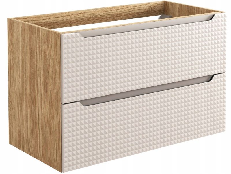 Szafka łazienkowa Furnidea 90 cm pod umywalkę beżowa dąb wisząca fronty 3D Luxor 1 szt.