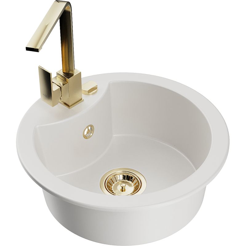 Zlewozmywak granitowy 1-komorowy Mexen Diego z baterią kuchenną Rita czarny nakrapiany - 6512-76-670300-00 1 szt.